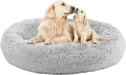 Nisrada Dog Bed for Medium Large Dogs, 36 inch Calming Dogs Bed, Washable-Round Cozy Soft Pet Bed for Puppy and Kitten with Slip-Resistant Bottom