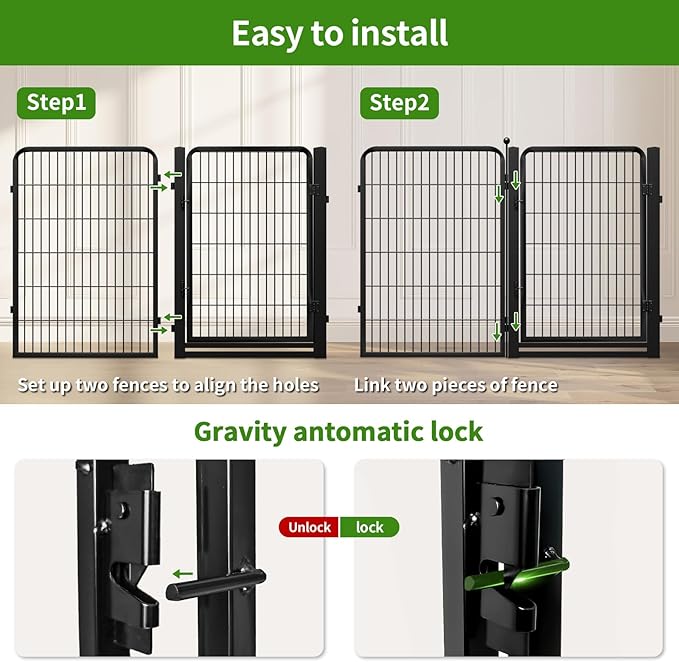 Dog Playpens with Low Threshold Gate, 40 Inch 32 Panels Heavy Duty Outdoor Dog Play Pen, RV Camping Yard Indoor Puppy Playpen Portable Pet Pen Fence for Large/Medium/Small Dogs