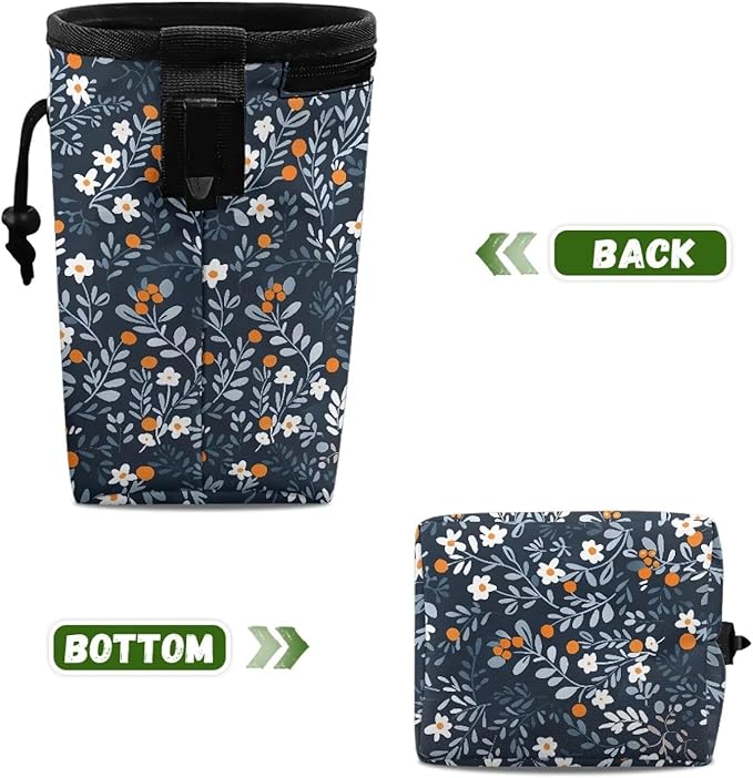 Floral Pattern Pet Treat Pouch Portable Training Treat Bag Dog Food Dispenser Pet Feed Snack Reward Bait Bag Behavior Aids for Puppy Travel or Outdoor Use