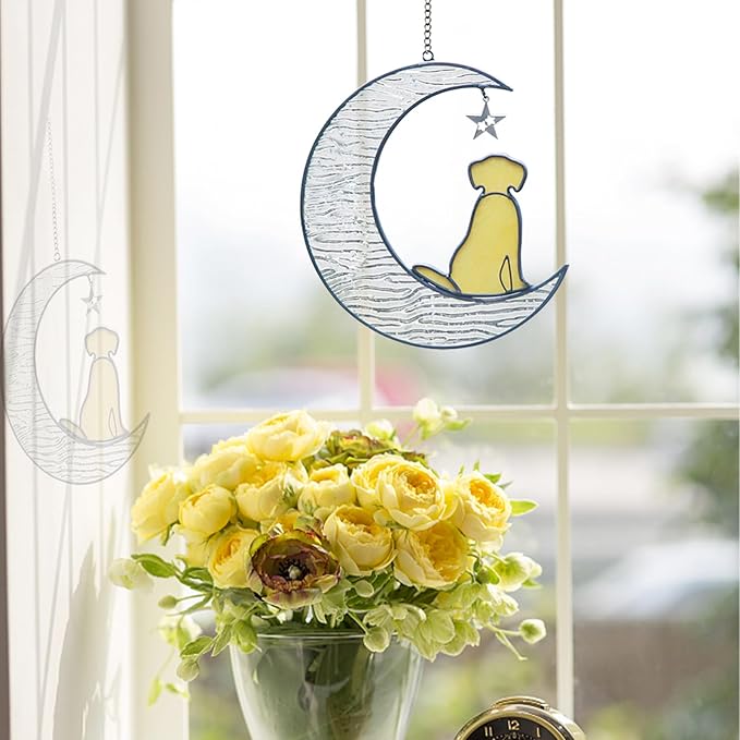 Dog Memorial Stained Glass Window Hanging Suncatcher Pet Sympathy Gift for Loss of Dog Lovers