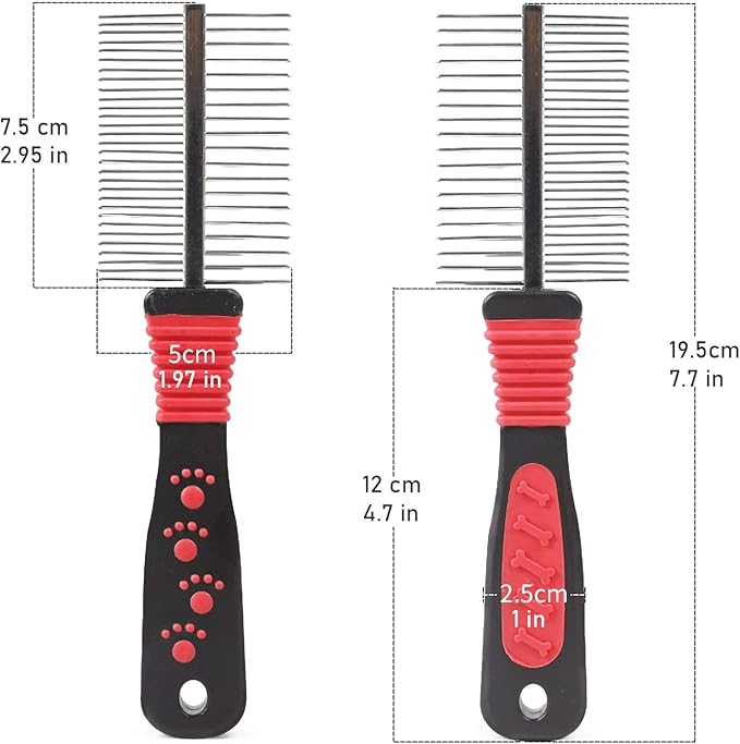 Metal Dog Combs for Grooming Shedding Dematting Stainless Wide Tooth for Long and Short Hair Deshedding Tools Greyhound Siberian Husky Gifts Hair Brush Small and Large Dogs Cats Undercoat Supplies