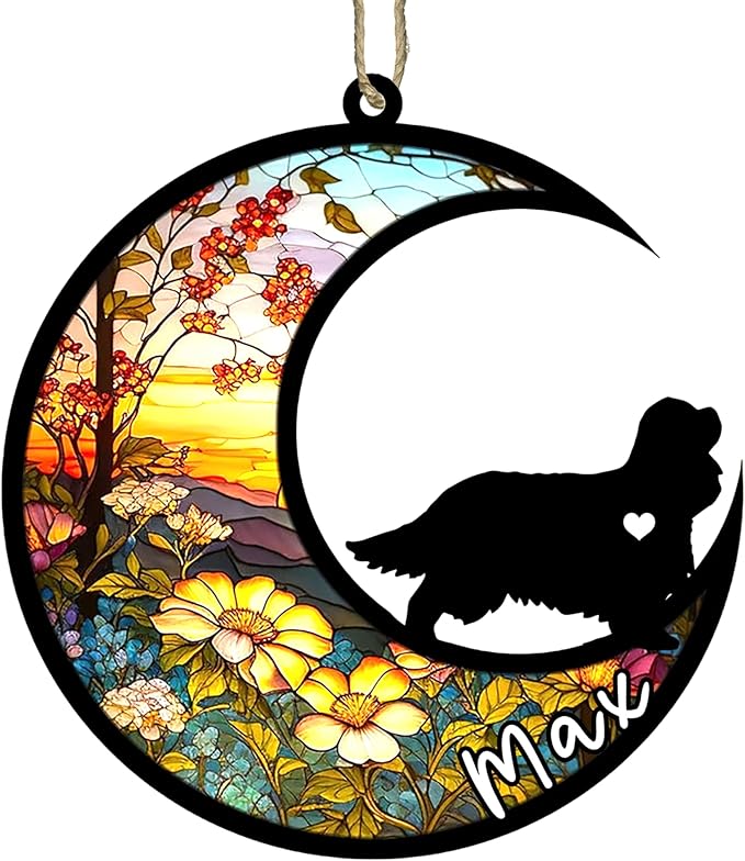 Personalized Dog Memorial, Custom Name Cavalier King Charles Spaniel Dog Christmas Ornament, Custom Breeds, Pet Loss Light Catcher, Gifts for Lovers Loss of Pet Sympathy on Mothers Day Christmas