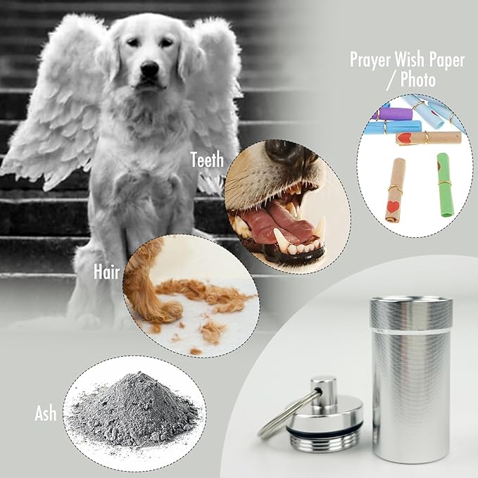 Pet Keepsake Urns for Dogs Ashes with Sun Catcher - Memorial Wind Chimes with Ashes Urn Keychain for Loss of Dog and Cat - Unique Pet Memory Ashes Box - Personalized Hanging Crystal Ornament (Heaven)