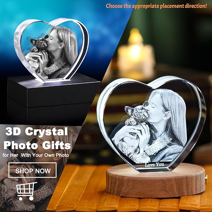 Personalized Pet Memorial Gifts,3D Crystal Photo,3D Engraved Crystal Keepsake Gift Décor Dogs Or Cats Horse Birds, Customized Dog Memorial Gifts,Personalized Photo Gifts