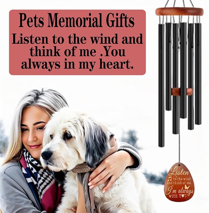 Personalized Dog Memorial Gifts for Loss of Dog, Personalized Pet Memorial Wind Chime, Pets Loss Passing Away Remembrance Bereavement Gift, Custom Sympathy Gifts of Pet