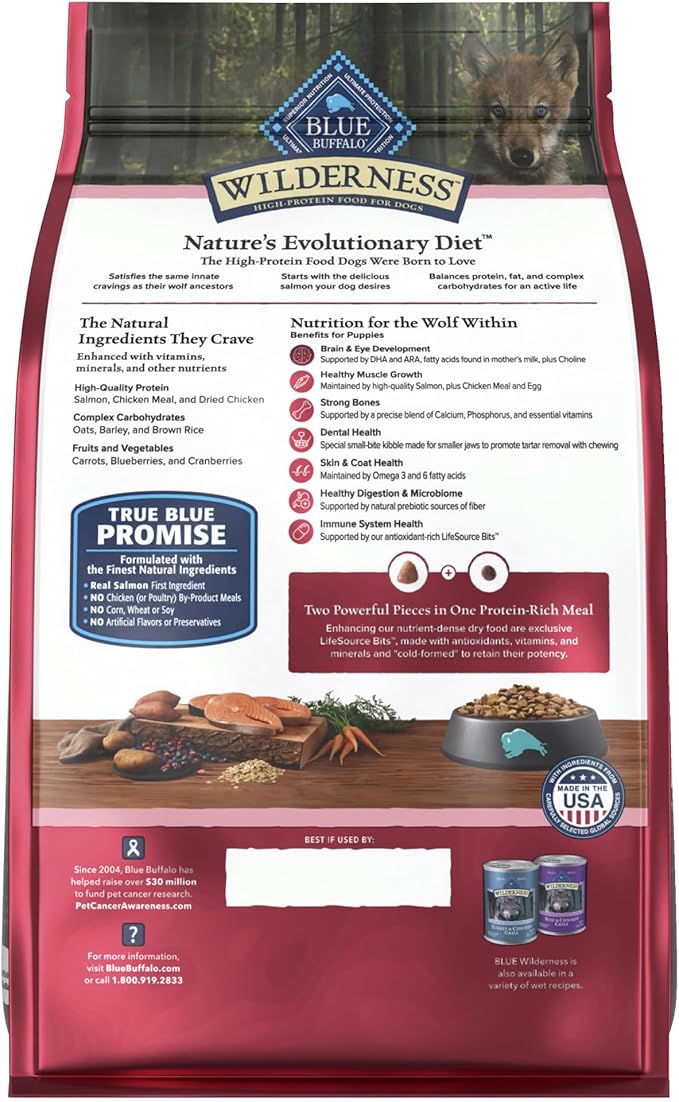 Blue Buffalo Wilderness High-Protein Natural Dry Food for Puppies, Salmon Recipe, 13-lb. Bag