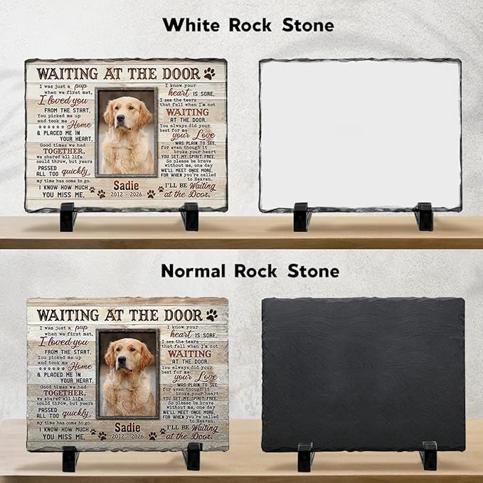 Personalized Dog Memorial Stone Plaque - Remember Me, Sympathy Gift for Pet Lovers, Changing Colorful Background to Paint Loving Memory, Ideal Cat Mom Gifts
