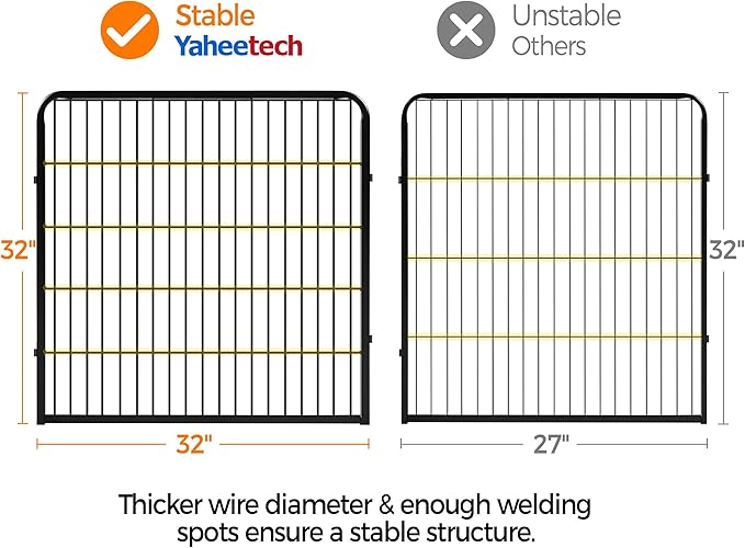 Yaheetech Wide Panel Dog Playpen, 16 Panels 32 inch High Pet Pen with Gate, Portable Indoor Outdoor Fence for Medium/Large Breed Dogs
