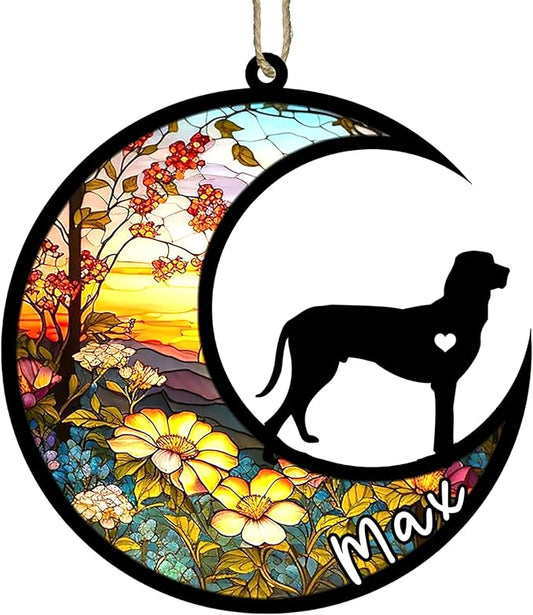 Personalized Dog Memorial, Custom Name Porcelaine Dog Christmas Ornament with Name, Custom Breeds, Pet Loss Light Catcher, Gifts for Lovers Loss of Pet Sympathy on Mothers Day Christmas