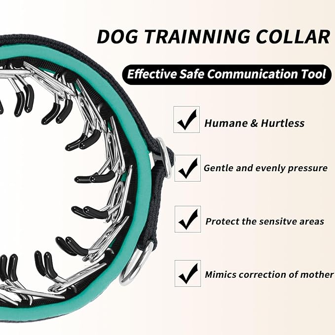 Martingale No Pull Dog Collar for Large Medium Small Dogs, Heavy Duty Nylon Reflective Adjustable Anti Pull Slip Collar with Buckle for Training Walking L Black Green