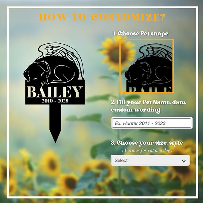 Custom Dog Headstones and Grave Markers for Dogs | Personalized Pet Grave Marker for Dog with Photo | Thoughtful Remembrance Decor for Pets Graves | Meaningful Memorial Gifts for Pet Lovers
