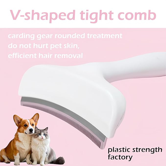 V-Tooth Deshedding Comb, Tooth Deshedding Comb for Pets Dog & Cat Grooming Brush Multifunctional Pet Comb with Ergonomic Handle for Shedding, Tight V-Shaped Teeth Shedding Combs (Blue, Large)