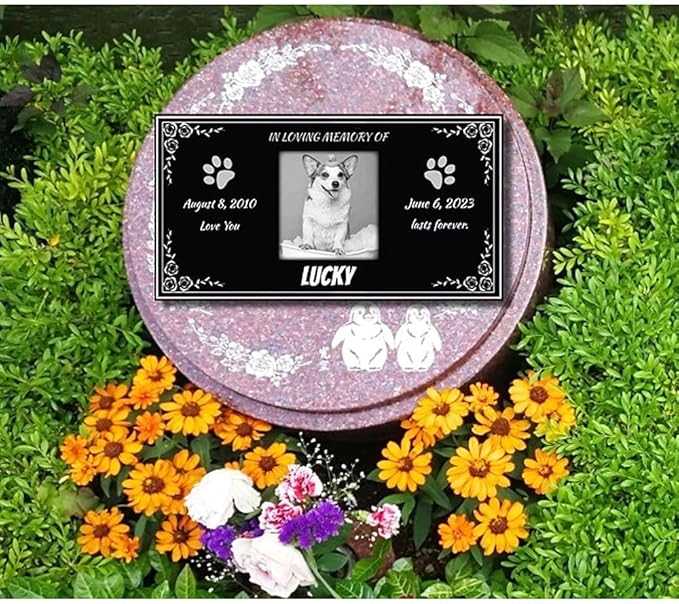 Personalized Pet Memorial Stones for Dog,Cat,Headstone with Photos,Cemetary Markers for Graves,Black Granite Memorial Plaque Outdoor,Custom Sympathy Gift for Lost Loved