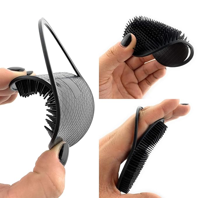 GENTS Pocket Palm Hair Brush Comb Set - 6 Pack Travel Size Detangling Brushes for Men Women Kids Pets - Scalp Massage Grooming Tools Made in USA Peines Para Cabello (Black)