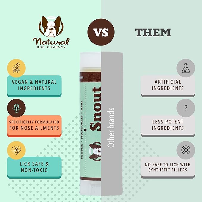 Natural Dog Company Snout Soother Balm – Dog Nose Balm for Dry Cracked Snouts, Moisturizing Winter Nose Care with Coconut Oil & Shea Butter, Lick Safe Dog Snout Balm for All Breeds, 0.15 oz Stick