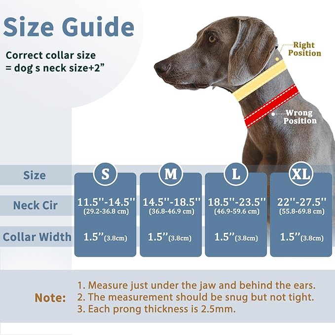 Mayerzon Martingale Dog Prong Collar for Pulling, Personalized Vintage Slip Pinch Collar with Buckle for Large Medium Small Dogs for Walking Training and Festivals(L, Vintage)