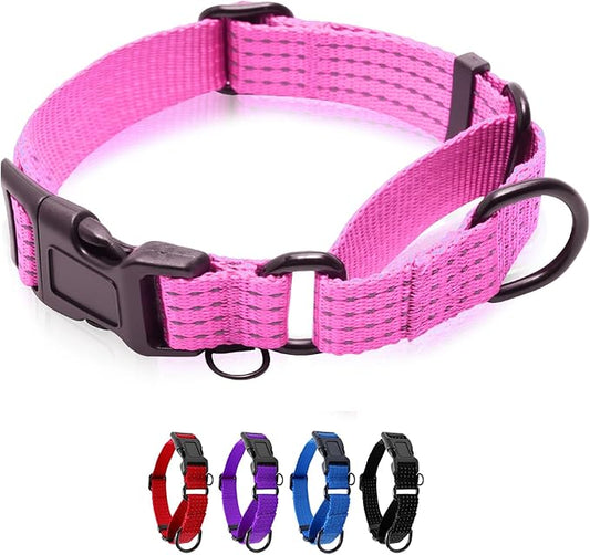 Martingale Collar for Dogs, Adjustable Soft Nylon Dog Collars with Special Design Cute Patterns (Pink, L (1" x 19"-26"))