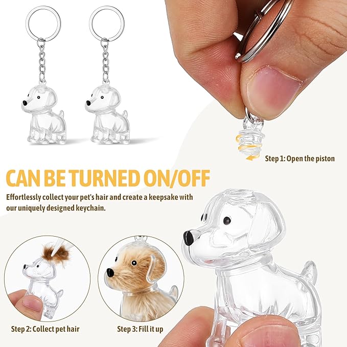 TOYANDONA Pet Hair Keepsake Keychain Diy Fur Collector Memorial Gift for Dog Cat Lovers Portable 1.65 Inch Pet Hair Pendant