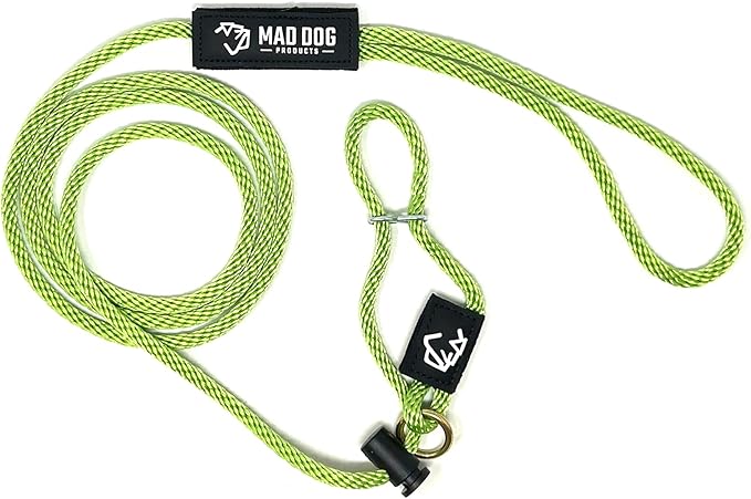 Mad Dog Products Easy Leader Dog Leash 1/4" x 10' Lime Signature Rope - Made in USA