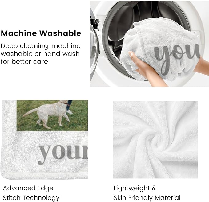 Artsadd Blankets with Pictures Customized, Dog Photos Personalized Blanket Custom Pet Loss Blanket for Mom Dad Friends