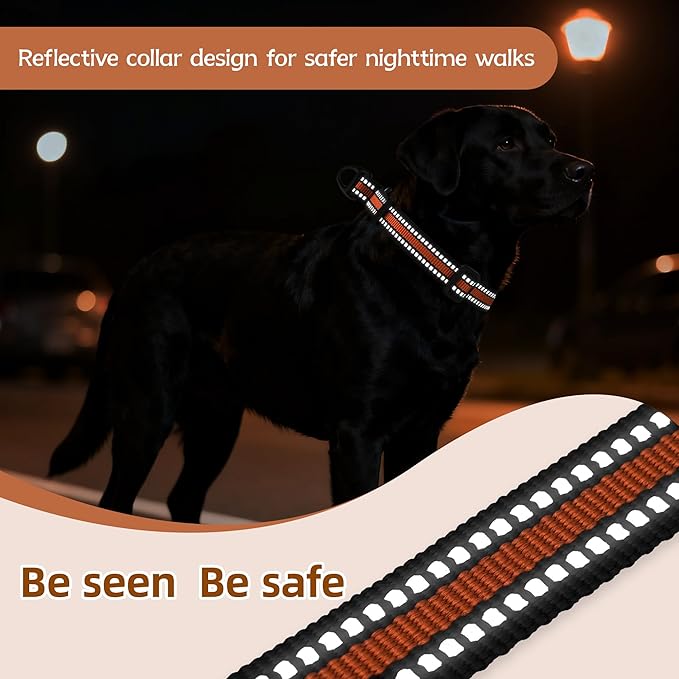 Martingale Collar for Dogs Reflective Collar with Quick Release Buckle, Adjustable Nylon Collars for No Slip Dog Collar, Orange, M