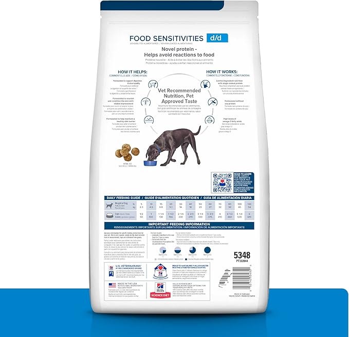 Hill's Prescription Diet d/d Food Sensitivities Dry Dog Food, Potato & Venison, 8 lb. Bag