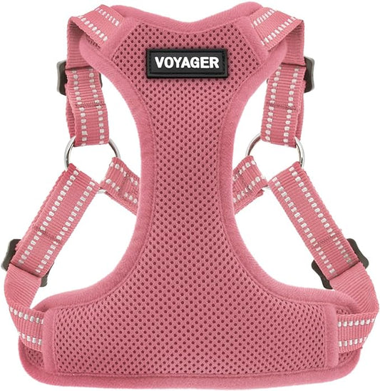 Best Pet Supplies Voyager Adjustable Step-In Flex Breathable Mesh Dog Harness for Small Medium Large Dogs (Pink), M