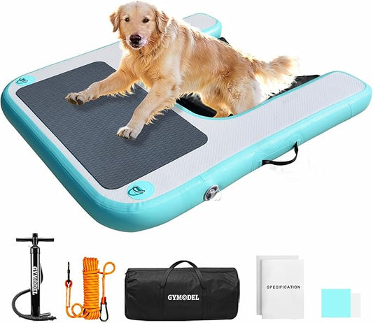 Dog Pool Ramp, Inflatable Dog Boat Ramp, Non-Slip EVA Inflatable Floating Dock Ladder for Pools Boats Docks, Safe & Easy Water Access for Large Dogs, Green