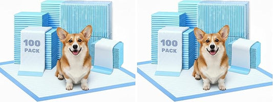 ScratchMe Super Absorbent Waterproof Dog and Puppy Pet Training Pad, Housebreaking Pet Pad,Blue (22"x22"(100PCS)) (Pack of 2)