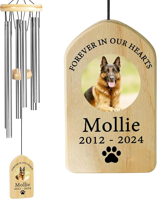 Pet Memorial Wind Chime, Pet Loss Gifts, Pet Memorial Gifts for Dogs, Dog Memorial Gifts for Loss of Dog, Loss of Dog Sympathy Gift, Dog Remembrance Gift, in Memory of Dog Cat - Forever in Our Hearts