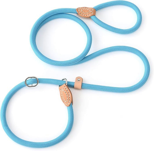 Mile High Life Slip Lead Dog Leash - 4FT, 5FT, 6FT Heavy Duty Rope Leash for No Pull Training, Durable Braided Dog Lead with Leather Stopper & Tip for Medium Large Dogs