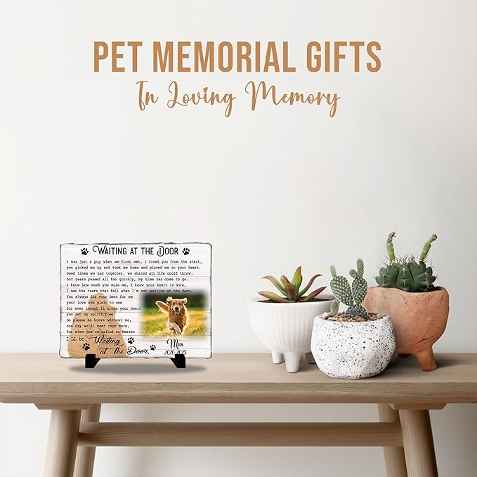 Dog Stones Memorial Personalized Pet Loss Gifts Dog Memorial | Best Thoughtful Gift for Pets Loss | Cat Memory Stone Outdoor with Photo | Pet Remembrance Stone for Furry Companion Passed Away