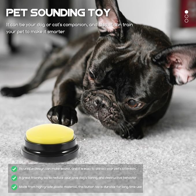 TOYANDONA Interactive Talking Dog Button Sound Box Household Recording Pet Buzzer for Training Communication 3.34X3.34X1.57 Inch