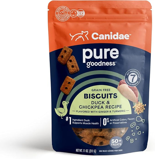 Canidae Pure Dog Treat Biscuits with Duck & Chickpeas, 11 oz, Grain Free