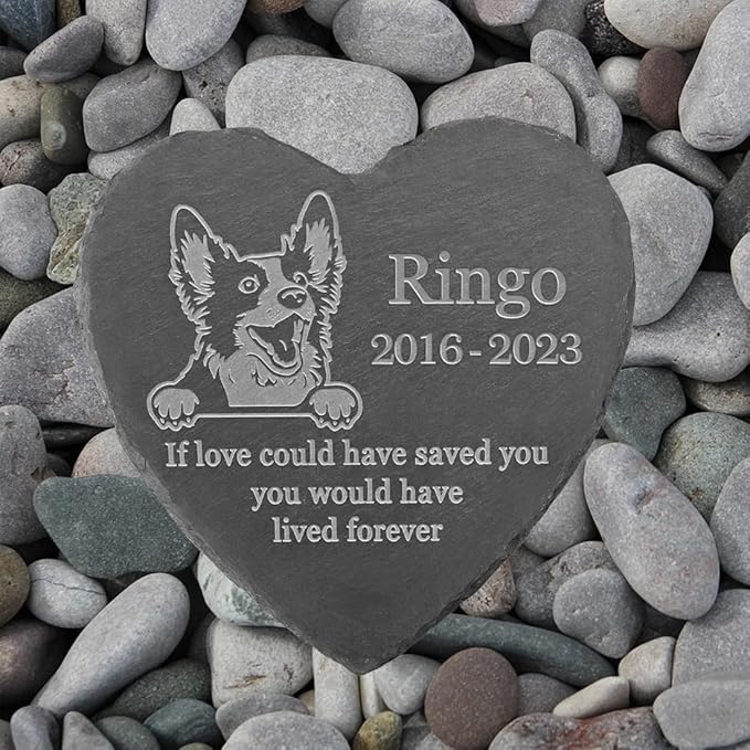 Personalized Dog Memorial Stone Pet Memorial Gifts for Loss of Dog Engraved Heart Plaque Garden Grave Decors for Cemetery Pet Loss Gifts with Stand (in Memory of Beagle)