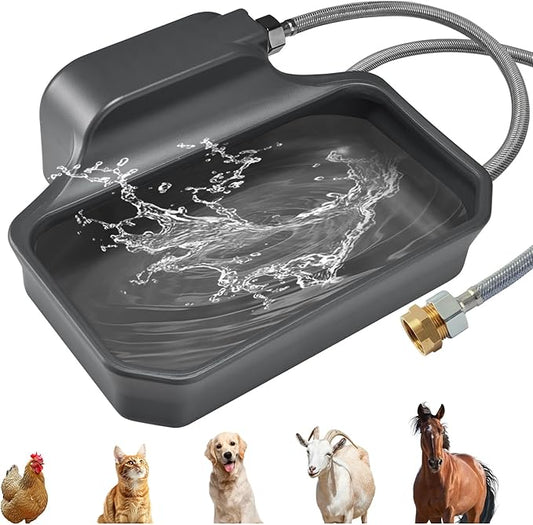 PETTEN Automatic Water Dispenser for Dogs 3.5L/118oz, Large Capacity Auto Dog Water Dispenser Outdoor with 3/4" GHT Male Faucet Connector, Dog Water Bowl Dispenser for Dog, Cat, Livestock(Gray)