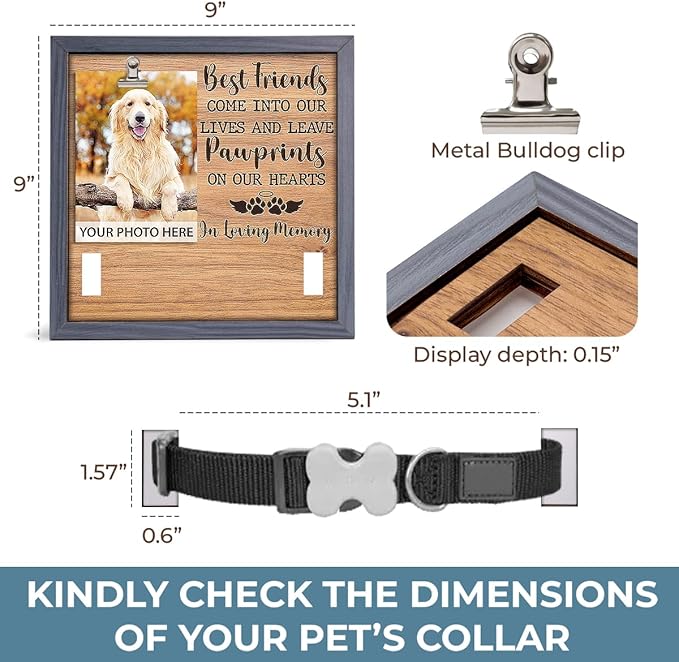 Pawfect House 9x9 IN Natural Wood Pet Memorial Picture Frame, Dog Memorial Gifts For Dog, Best Friends Come Into Our Lives, Dogs Passing Away Gifts, Pet Loss Sign, Sympathy Keepsake
