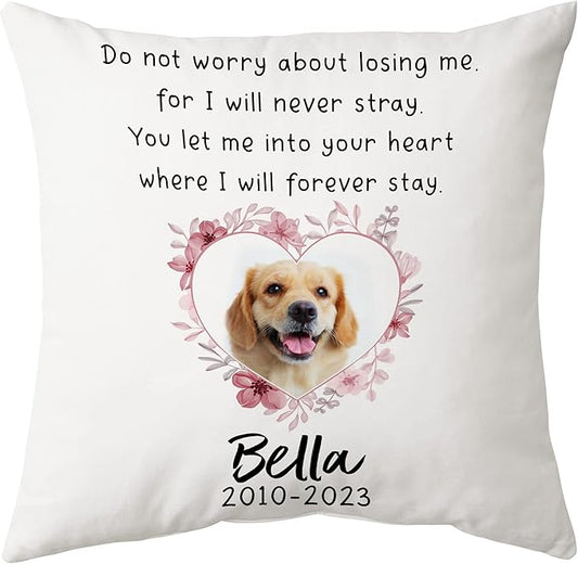 Hyturtle Personalized Pet Memorial Pillow with Insert - 12"x12" Double-Sided Printed Sympathy Gifts for Loss of Dog - Remembrance Bereavement Gifts - Custom Photo Pillow Home Decor