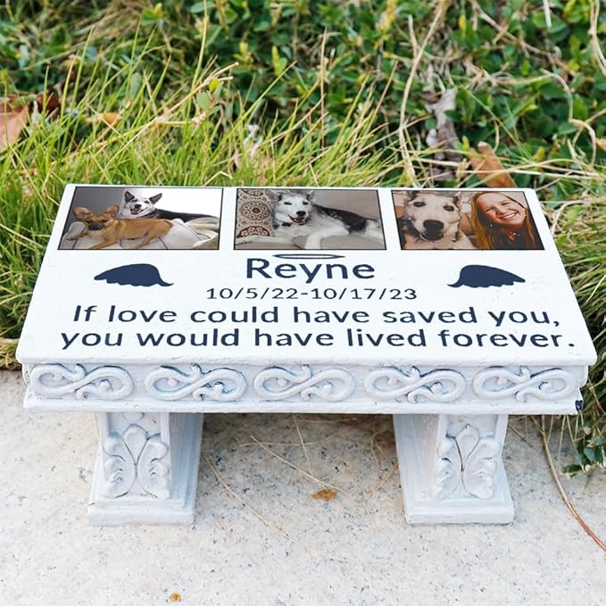 Personalized Memorial Bench for Pet Human, Custom Pet Memorial Stone with Colorful Photo, Pet Grave Marker Dog Headstone Cat Tombstone, Loss of Pet Gifts, Memorial Garden Plaque