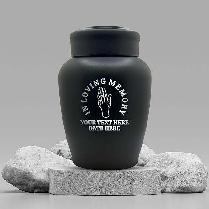 Personalized Custom Engraved Dog Urn with Name and Date - Stainless Steel Large Cremation urns for Dogs Ashes with Airtight Closure | up to 150 lbs Capacity | Hand and Paw - High Five V1