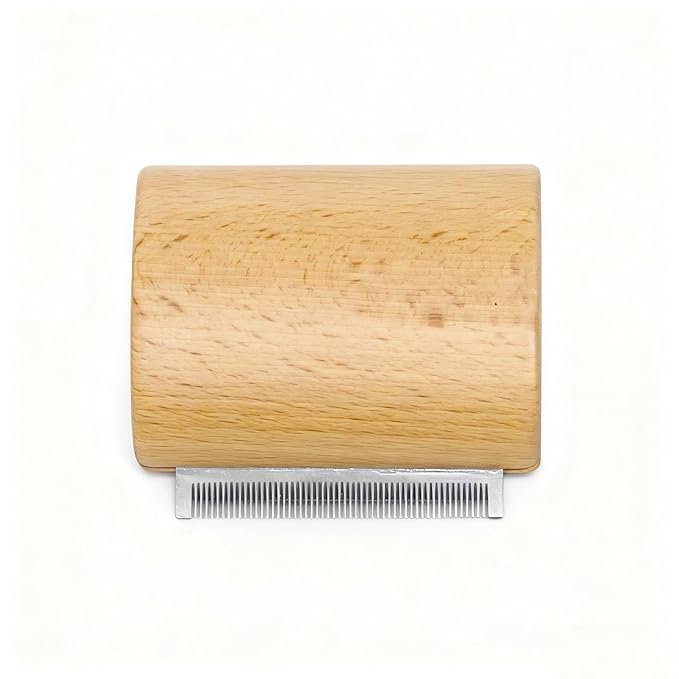 3.15in Pet Grooming Brush & Deshedding Brush for Dogs Cats- Gentle & Effective Wooden Pet Hair Removal Tool for Dogs, Cats to Reduces Shedding,Remove Undercoat
