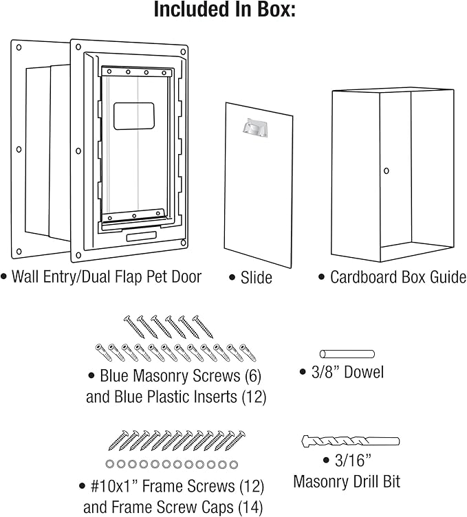 Ideal Pet Products Wall Entry Pet Door Double Flap for Walls with Built-in Telescoping Tunnel and Lock-Out Slide, Extra Large, White