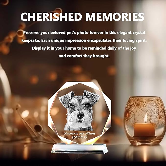 Pet Crystal Picture Frame, Dog Memorial Gifts For Loss Of Dog, Cat Pet Memorial Gifts, Personalized Crystal Photo Loss Gift, Cat Passing Away Sympathy Bereavement Gift