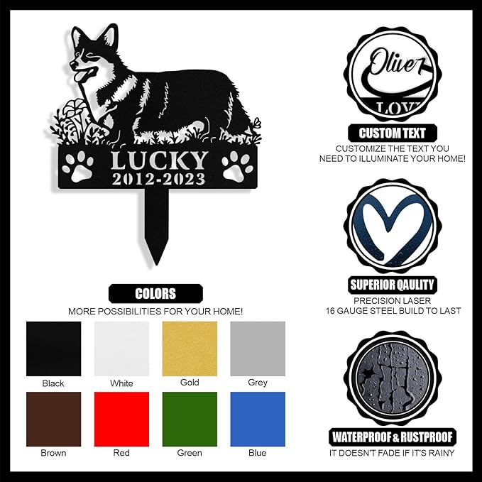 Custom Dog Grave Markers Outdoor, Personalized Pet Grave Marker Stake Dog Memorial, Outdoor Weatherproof Pet Cemetery Sign, Personalized Dog Memorial Gifts for Loss of Dog