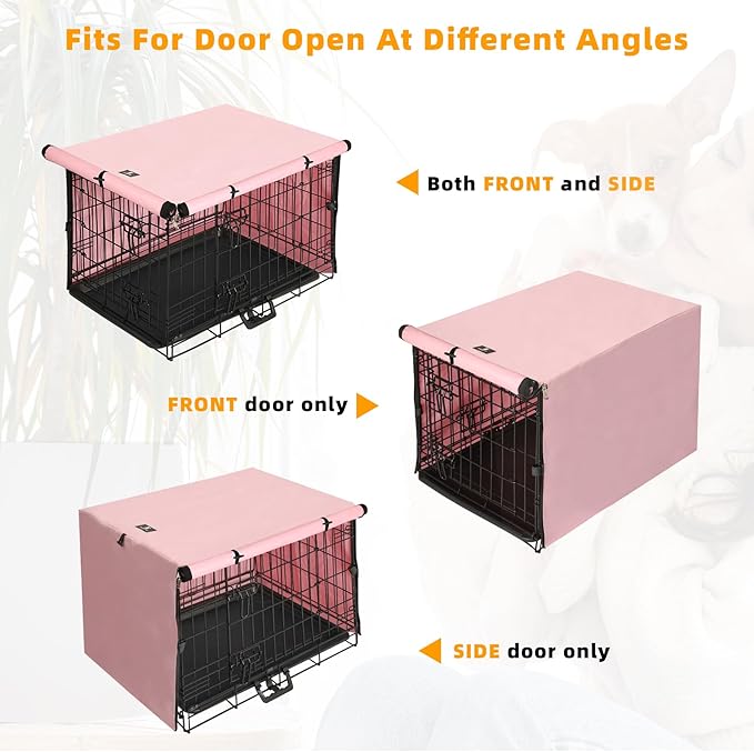 X-ZONE PET Double Door Dog Crate Cover - Polyester Pet Kennel Cover Fits 36 inches Wire Dog Cage Pink