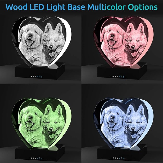 ArtPix 3D Crystal Photo, Personalized Dog Memorial Gifts with Your Own Photo for Dog Lovers, Pet Owners, 3D Laser Etched Picture, Engraved Customizable Crystal in Memory of Dog, Customized Gifts