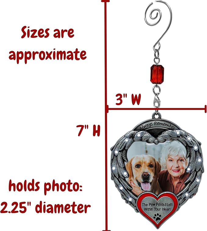 Pet Memorial Photo Christmas Ornament - Always Remember The Paw Prints I Left Within Your Heart - Gift Bag - Choose The Customized Option We Will Insert Your Photo - 4" H x 3" W