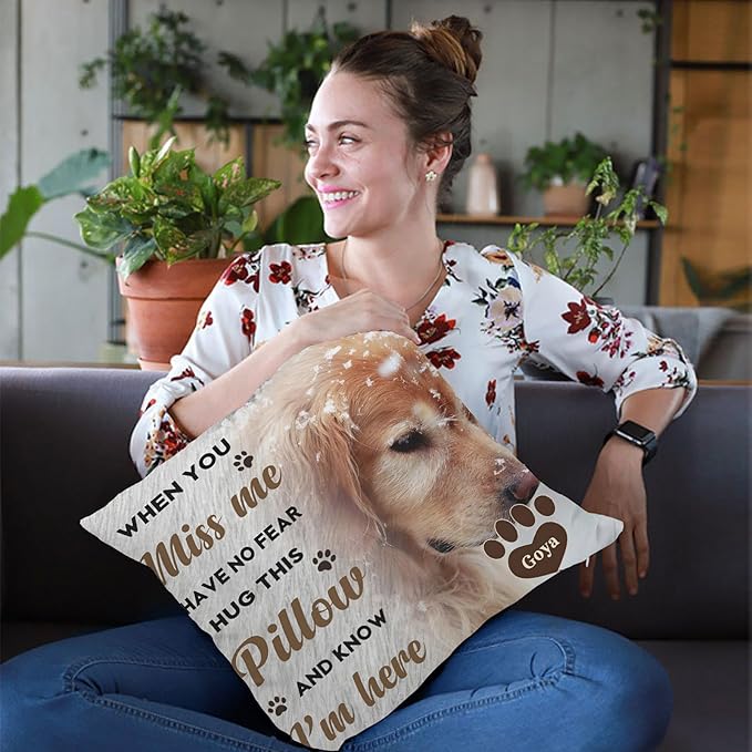 Alienc Personalized Dog Memorial Pillow with Photo - Custom Pet Memory Gift, Soft Sympathy Gift for Loss of Dog or Cat, Heartfelt Remembrance Throw Pillow