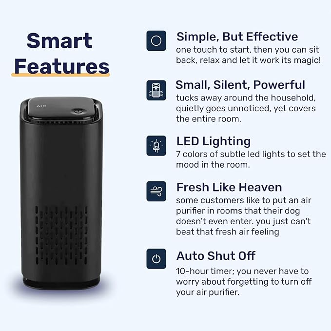 Puppymothers Puppy Mothers Pet Odor Eliminator Air Purifier with Reusable Filter Element (Black)