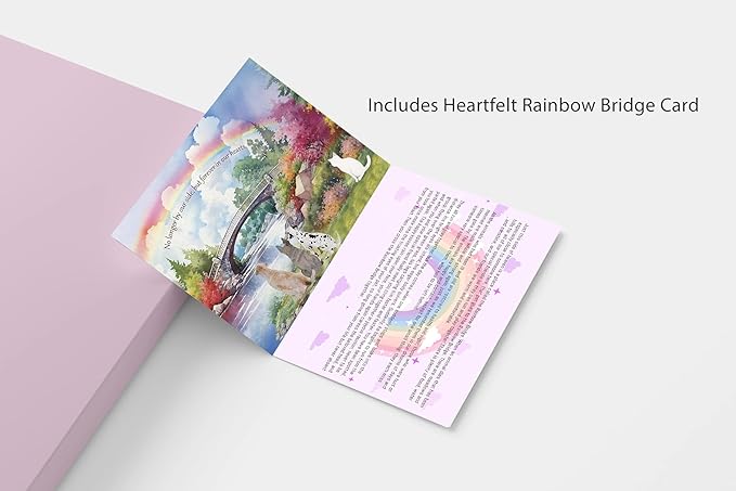 Pet Memorial Wind Chime - Dog Memorial Gifts - Pet Remembrance Gift in Memory of Dog or Cat - Paw Print Windchime with Rainbow Bridge Card